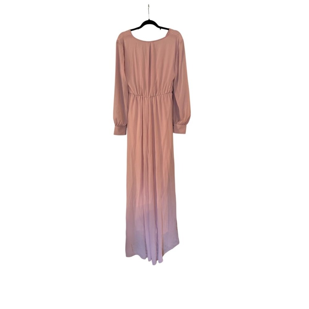 Baltic Born Pink Lydia Maxi Dress Tie Waist Womens Sz XL Blush Long Slv - Picture 2 of 6